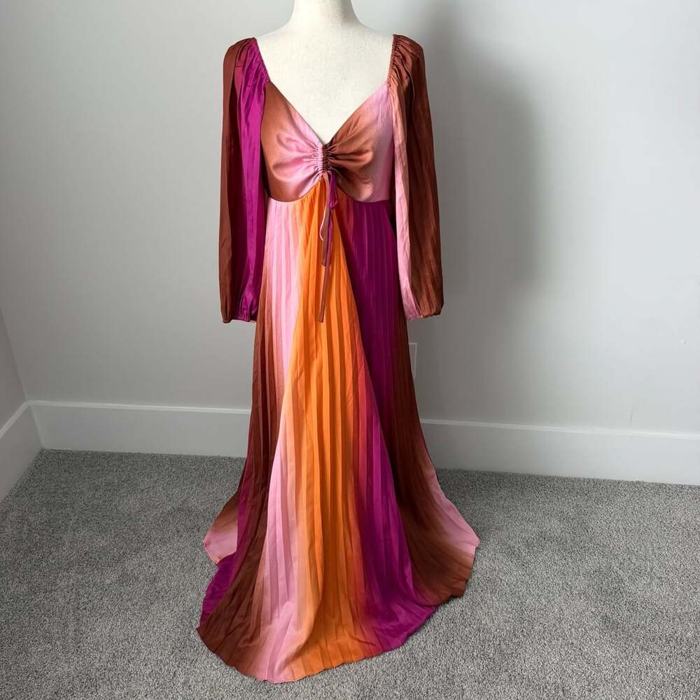 Skies Are Blue Ombre Pleated Maxi Dress